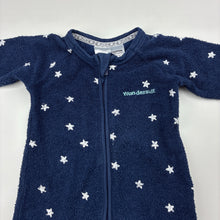 Load image into Gallery viewer, Unisex Bonds, navy terry zip wondersuit / zippy / romper, wash fade, FUC, size 00,  