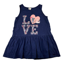 Load image into Gallery viewer, Girls H&amp;M, navy cotton casual dress, cat, GUC, size 1, L: 41cm