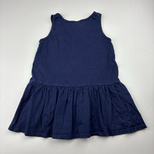 Load image into Gallery viewer, Girls H&amp;M, navy cotton casual dress, cat, GUC, size 1, L: 41cm