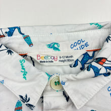 Load image into Gallery viewer, Boys BeeBay, lightweight cotton short sleeve shirt, dinosaur, EUC, size 0,  