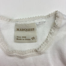 Load image into Gallery viewer, Girls Marquise, white cotton bodysuit / romper, GUC, size 000,  