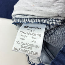 Load image into Gallery viewer, Boys Dymples, dark stretch denim jeans, adjustable, Inside leg: 28.5cm, GUC, size 1,  
