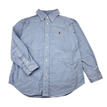 Load image into Gallery viewer, Boys Ralph Lauren, blue cotton long sleeve shirt, pony, EUC, size 5,  
