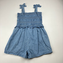 Load image into Gallery viewer, Girls Target, spotted chambray cotton summer playsuit, GUC, size 4,  