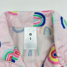 Load image into Gallery viewer, Girls Target, lightweight short sleeve pyjama top, rainbows, EUC, size 1,  