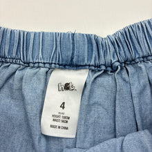 Load image into Gallery viewer, Girls H&amp;T, lightweight chambray cotton skirt, elasticated, GUC, size 4,  
