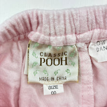 Load image into Gallery viewer, Girls CLASSIC POOH, embroidered flannel cotton pyjama pants / bottoms, EUC, size 00,  