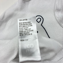Load image into Gallery viewer, Unisex Kids &amp; Co, white cotton singlet top, bear, EUC, size 000,  
