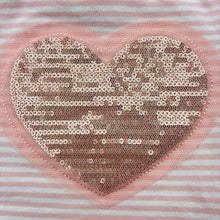 Load image into Gallery viewer, Girls Dymples, soft feel stretchy top, sequin heart, EUC, size 000,  