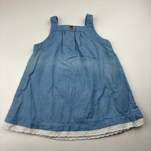 Load image into Gallery viewer, Girls Sprout, embroidered chambray cotton summer dress, FUC, size 00, L: 39cm