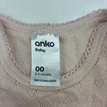 Load image into Gallery viewer, Girls Anko, pink pointelle cotton bodysuit / romper, GUC, size 00,  