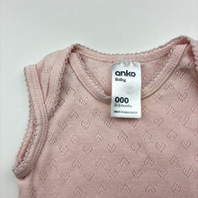 Load image into Gallery viewer, Girls Anko, pink pointelle cotton bodysuit / romper, FUC, size 000,  