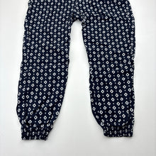 Load image into Gallery viewer, Girls Cotton On, navy viscose lightweight pants, elasticated, Inside leg: 38cm, GUC, size 5,  
