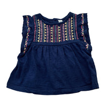 Load image into Gallery viewer, Girls Dymples, embroidered navy cotton top, GUC, size 000,  