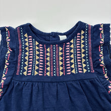 Load image into Gallery viewer, Girls Dymples, embroidered navy cotton top, GUC, size 000,  