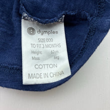 Load image into Gallery viewer, Girls Dymples, embroidered navy cotton top, GUC, size 000,  