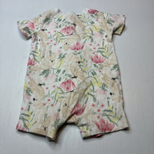 Load image into Gallery viewer, Girls Anko, cotton zip romper, cockatoos, GUC, size 0,  