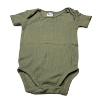Load image into Gallery viewer, Unisex Anko, green ribbed cotton bodysuit / romper, FUC, size 0,  