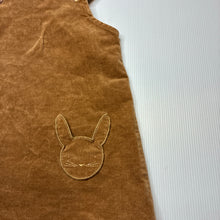 Load image into Gallery viewer, Girls Seed, stretch corduroy overalls dress / pinafore, rabbits, GUC, size 1, L: 43cm