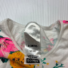Load image into Gallery viewer, Girls Bonds, floral stretchy romper, GUC, size 000,  