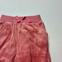 Load image into Gallery viewer, Girls Bilbi, pink velour track pants, elasticated, EUC, size 000,  