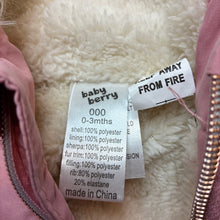 Load image into Gallery viewer, Girls Baby Berry, fleece lined hooded jacket / coat, EUC, size 000,  