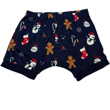 Load image into Gallery viewer, Unisex Sprout, navy cotton Christmas pyjama shorts, EUC, size 1,  