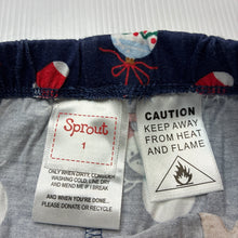 Load image into Gallery viewer, Unisex Sprout, navy cotton Christmas pyjama shorts, EUC, size 1,  