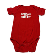 Load image into Gallery viewer, Unisex GGS, red cotton bodysuit / romper, Canada, EUC, size 00,  