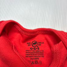 Load image into Gallery viewer, Unisex GGS, red cotton bodysuit / romper, Canada, EUC, size 00,  