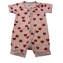 Load image into Gallery viewer, Girls Bonds, zip wondersuit / zippy / romper, hearts, GUC, size 1,  