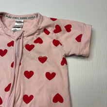Load image into Gallery viewer, Girls Bonds, zip wondersuit / zippy / romper, hearts, GUC, size 1,  
