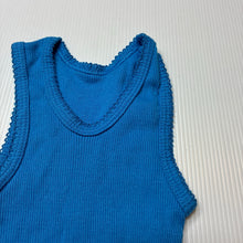 Load image into Gallery viewer, Unisex blue, ribbed cotton singlet top, EUC, size 000,  