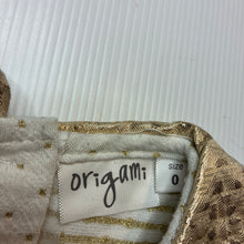Load image into Gallery viewer, Girls Origami, metallic gold &amp; white party dress, GUC, size 0, L: 42cm