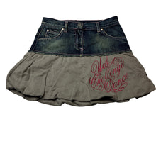 Load image into Gallery viewer, Girls United Colours of Benetton, spliced denim &amp; cotton skirt, L: 33cm, W: 32cm across, GUC, size 10,  
