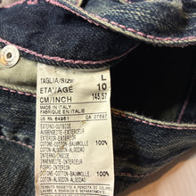 Load image into Gallery viewer, Girls United Colours of Benetton, spliced denim &amp; cotton skirt, L: 33cm, W: 32cm across, GUC, size 10,  