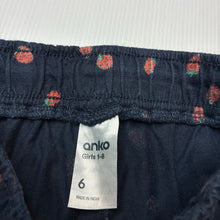 Load image into Gallery viewer, Girls Anko, navy cotton shorts, elasticated, strawberries, GUC, size 6,  