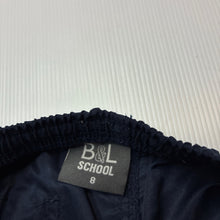 Load image into Gallery viewer, Unisex B&amp;L, navy school sports shorts, elasticated, GUC, size 8,  