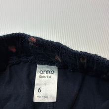 Load image into Gallery viewer, Girls Anko, navy cotton shorts, elasticated, strawberries, GUC, size 6,  