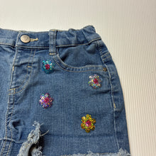 Load image into Gallery viewer, Girls Anko, stretch denim &amp; sequin shorts, adjustable, GUC, size 5,  