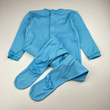 Load image into Gallery viewer, Boys M&amp;S, blue cotton coverall / romper, light mark back right shoulder, FUC, size 1,  