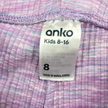 Load image into Gallery viewer, Girls Anko, purple ribbed bootcut leggings, Inside leg: 53cm, FUC, size 8,  