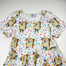 Load image into Gallery viewer, Girls Cheeky Chickadee, koala fairybread twirl dress, EUC, size 7, L: 67cm