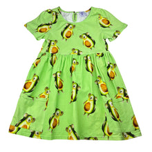 Load image into Gallery viewer, Girls Cheeky Chickadee, avocado koala pocket dress, small light mark on front, FUC, size 7, L: 63cm