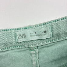 Load image into Gallery viewer, Girls Zara, stretch denim shorts, adjustable, discolouration on back, FUC, size 8,  
