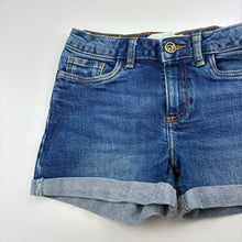 Load image into Gallery viewer, Girls Zara, blue stretch denim shorts, adjustable, GUC, size 8,  