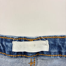 Load image into Gallery viewer, Girls Zara, blue stretch denim shorts, adjustable, GUC, size 8,  