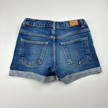 Load image into Gallery viewer, Girls Zara, blue stretch denim shorts, adjustable, GUC, size 8,  