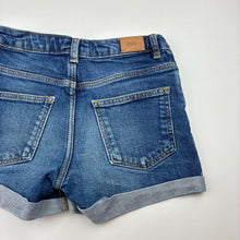 Load image into Gallery viewer, Girls Zara, blue stretch denim shorts, adjustable, GUC, size 8,  