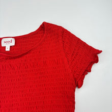 Load image into Gallery viewer, Girls Seed, red cotton shirred tee / top, FUC, size 8,  